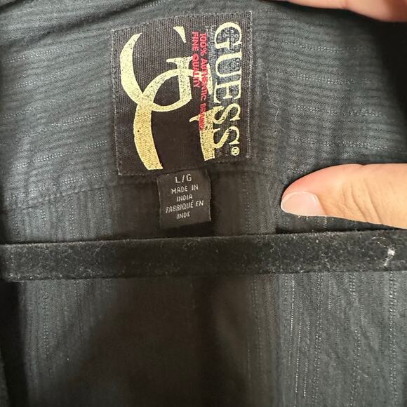 Vintage Y2K GUESS Men Size Large Black Embroidered Button Down Casual Club Shirt - Picture 4 of 7